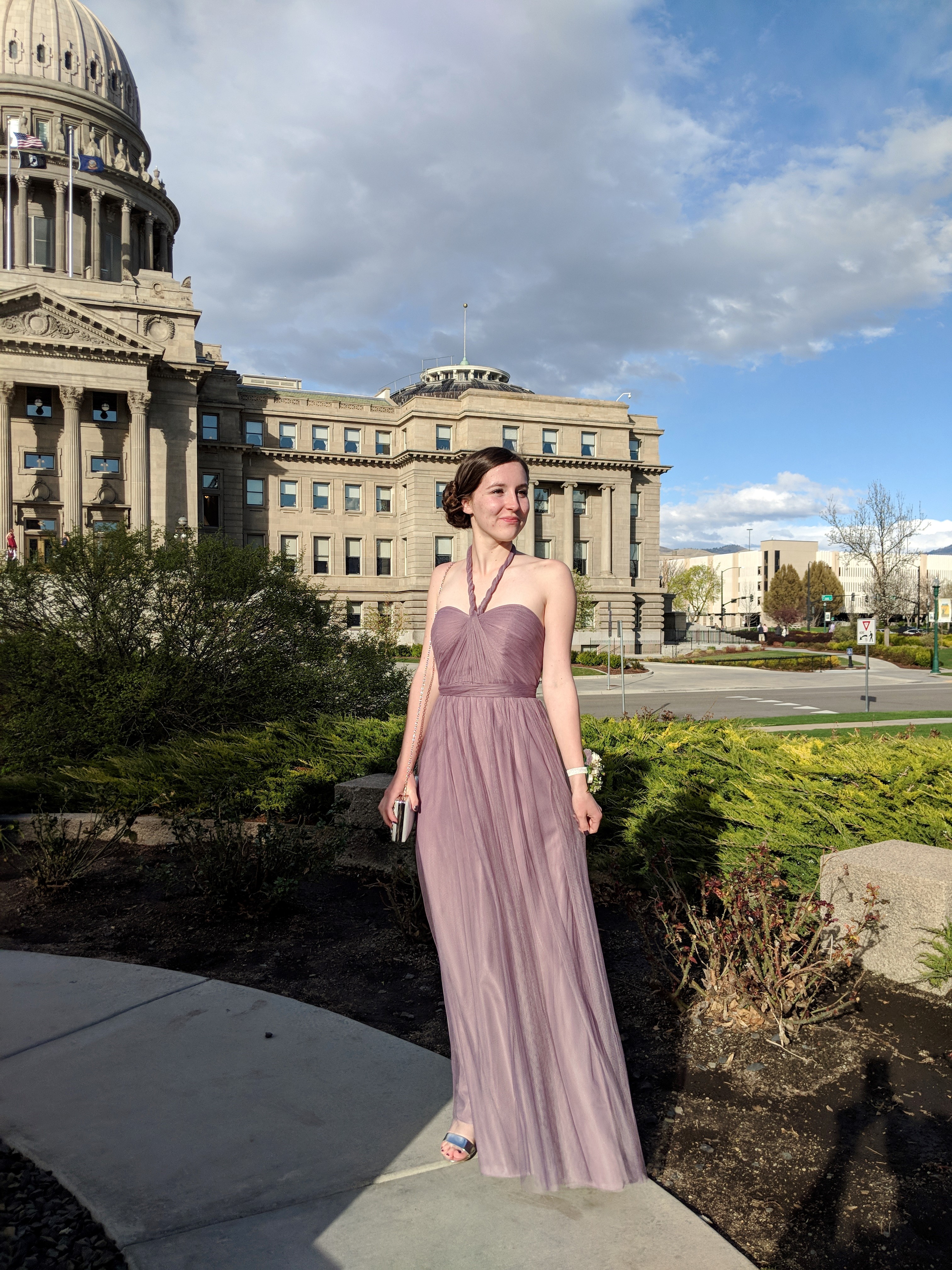 purple mauve tulle prom dress