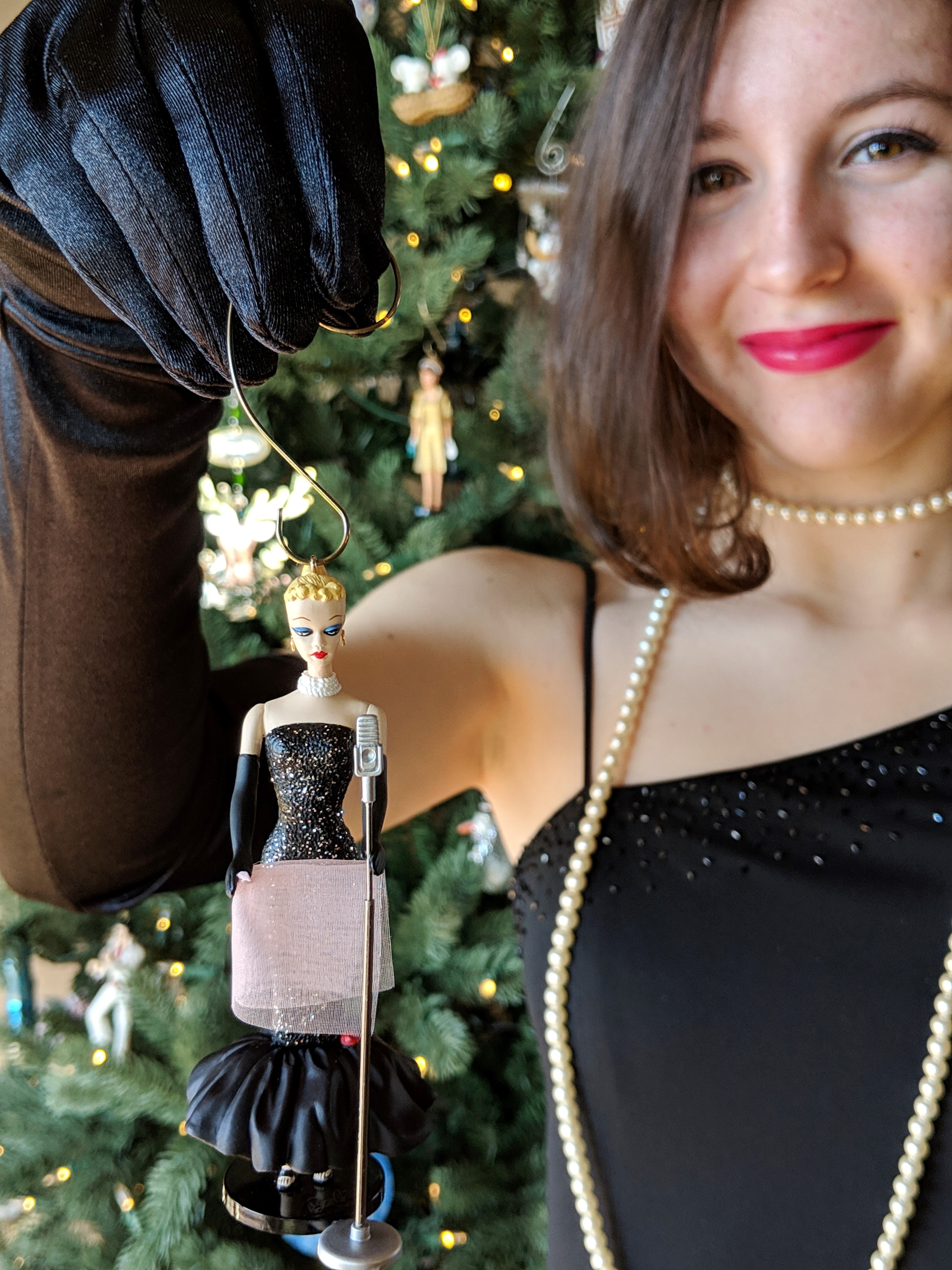 Barbie ornaments, formal gown, fancy holiday outfit