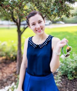 polka dot collar, navy outfit, Easter outfit