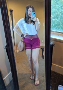 pink elastic shorts from Francesca's