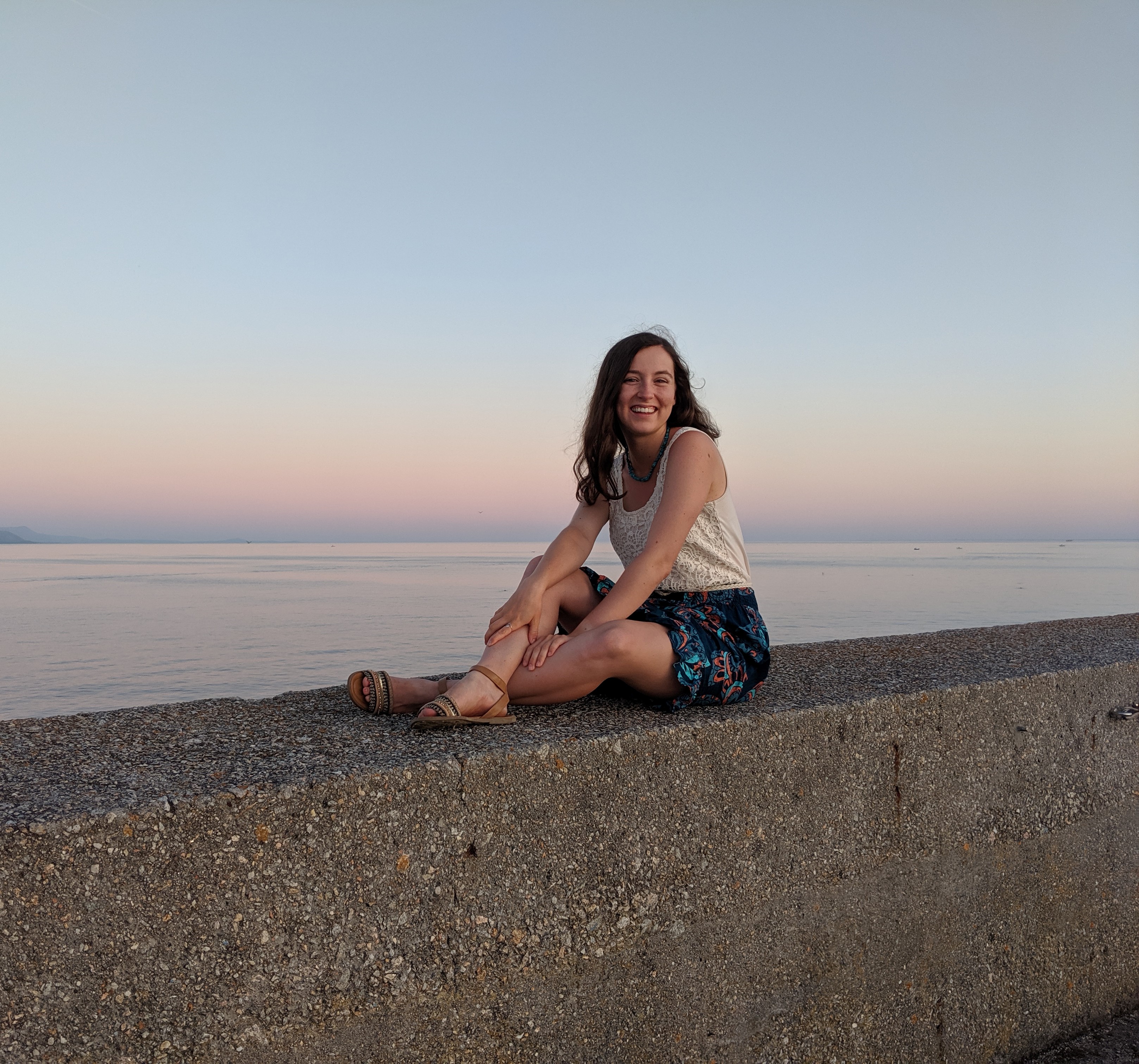 Finisterre, Spanish sunset, traveling abroad, printed skirt, JCPenney