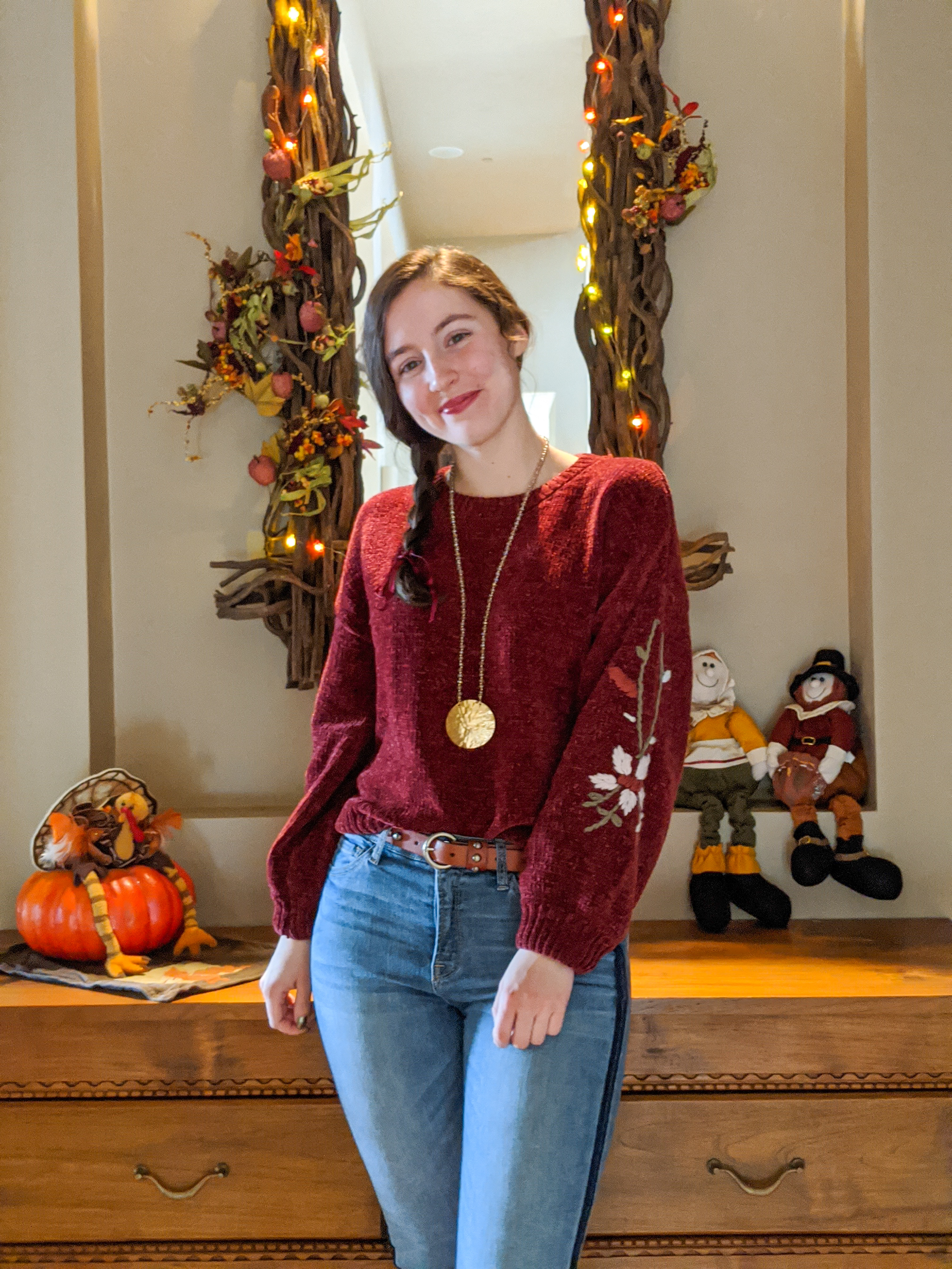thanksgiving outfit, holiday look, sweater weather