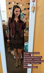 chic, casual outfit, patterned dress, moto jacket
