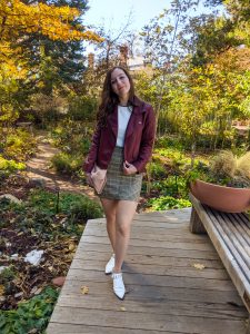 fall look, fall fashion, burgundy jacket, white booties, white mules