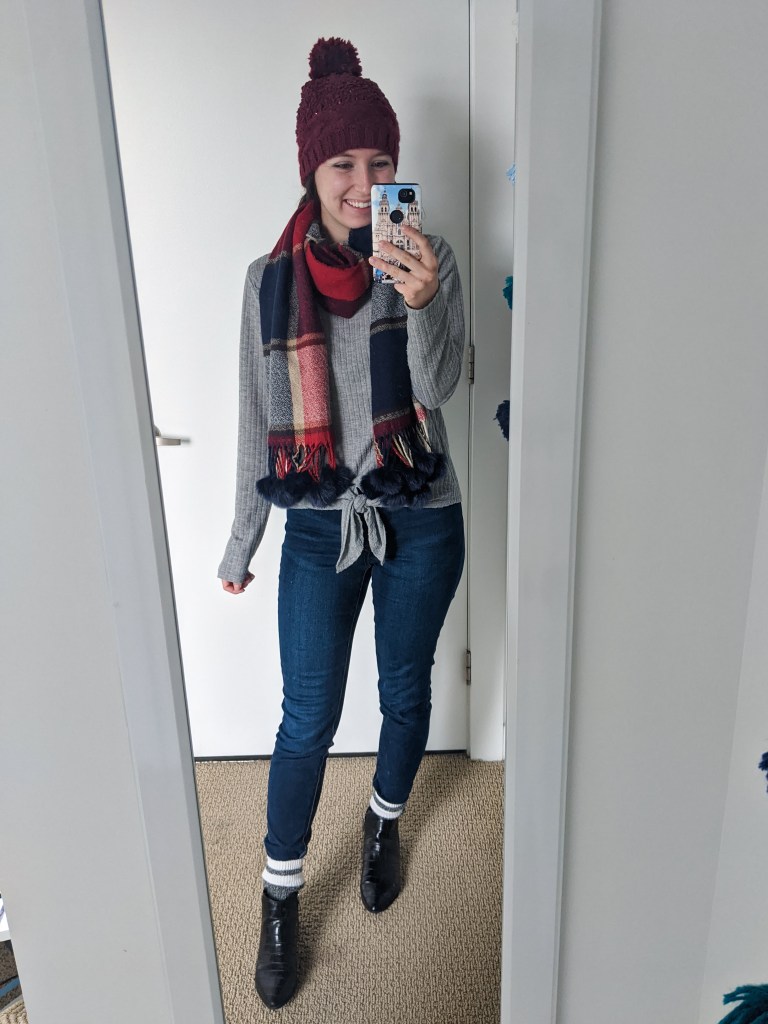 winter-style-fall-outfit-plaid-blanket-scarf-beanie