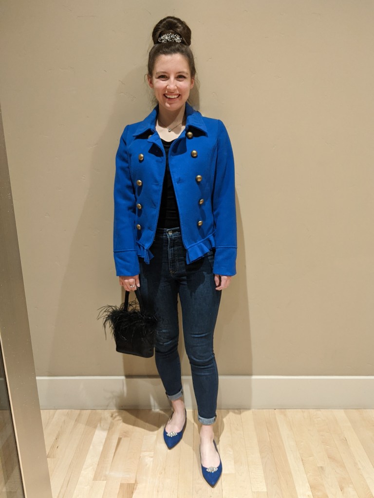 blue-peacoat-feather-purse-skinny-jeans-shoe-clips