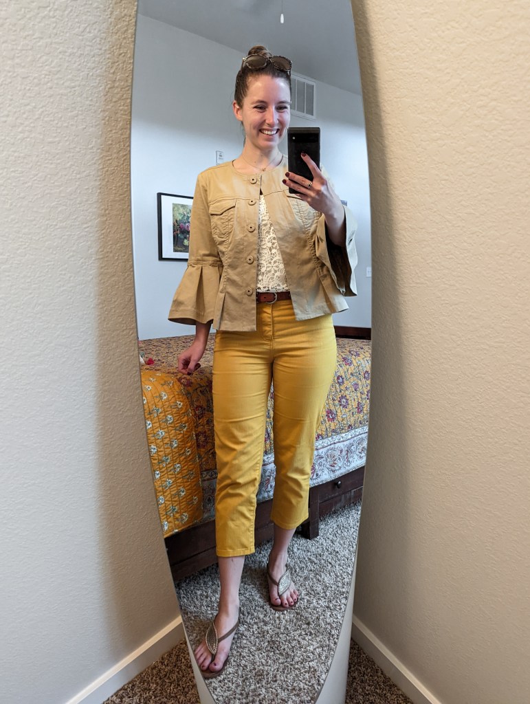 thrifted-jacket-fluted-sleeves-mustard-pants