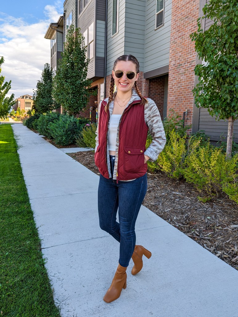 mid-calf-booties-express-quilted-vest-sungait-sunglasses-camo-button-down