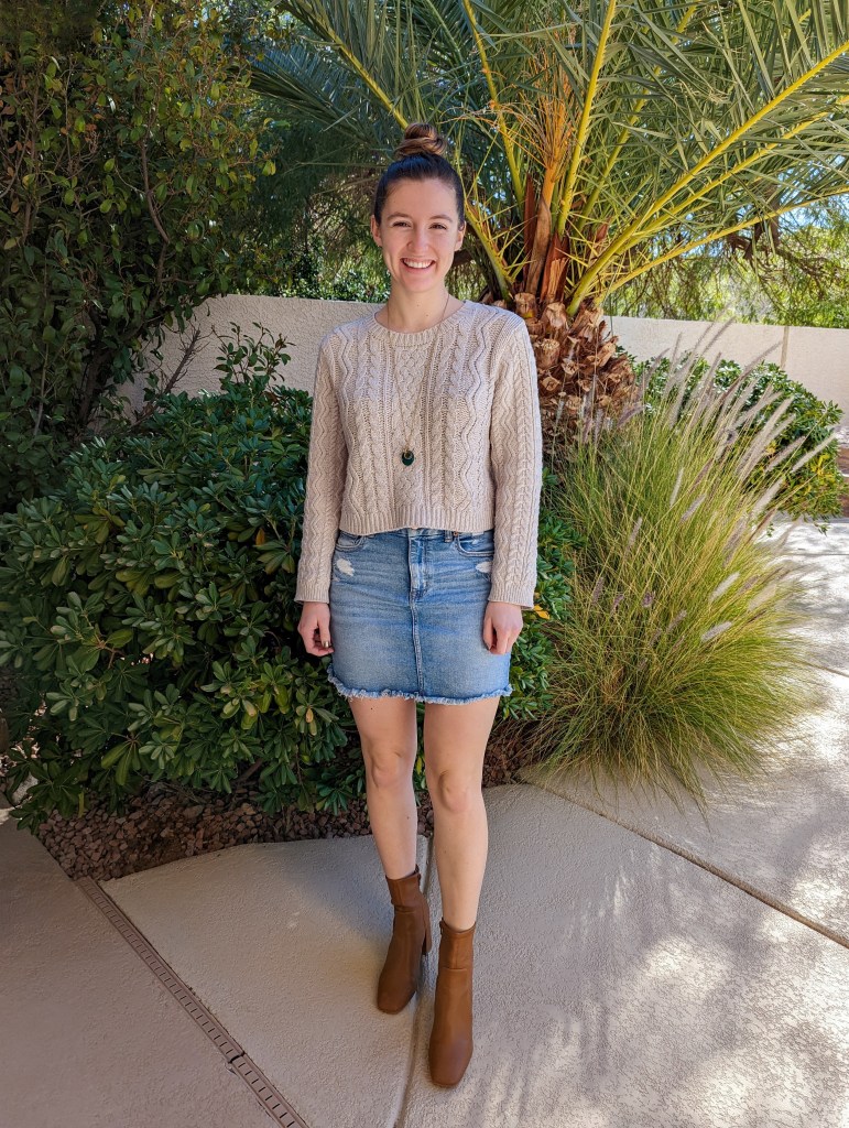 beige-sweater-denim-mini-skirt-brown-mid-calf-booties