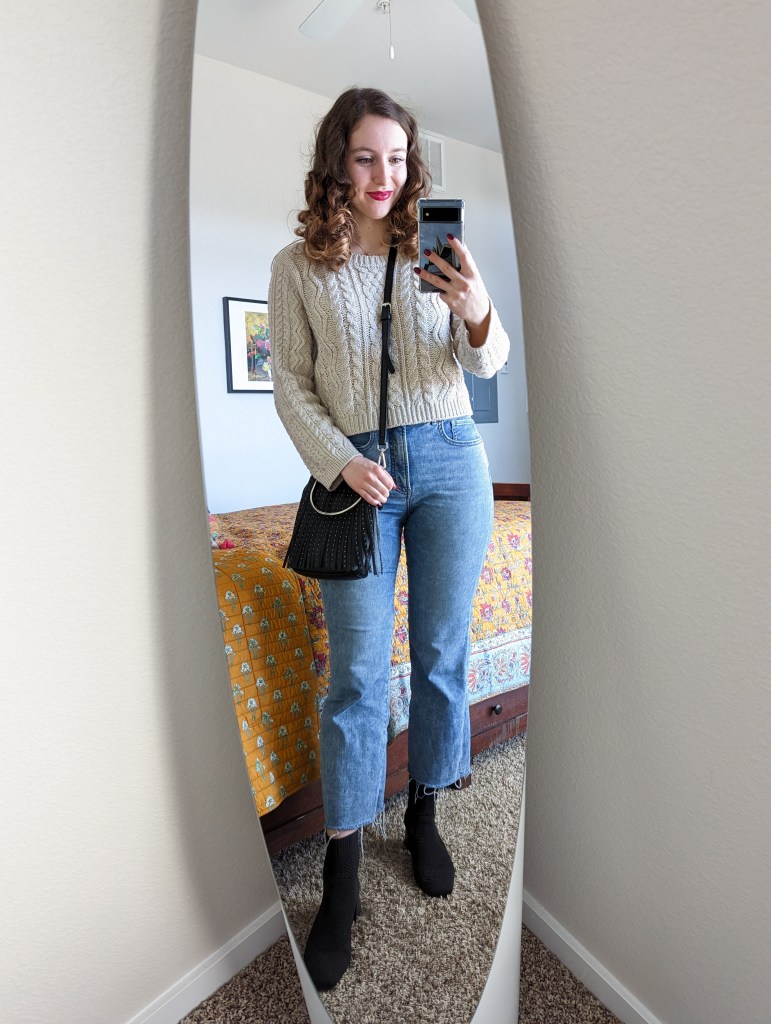 beige-sweater-black-fringe-purse-cropped-flared-jeans-black-booties