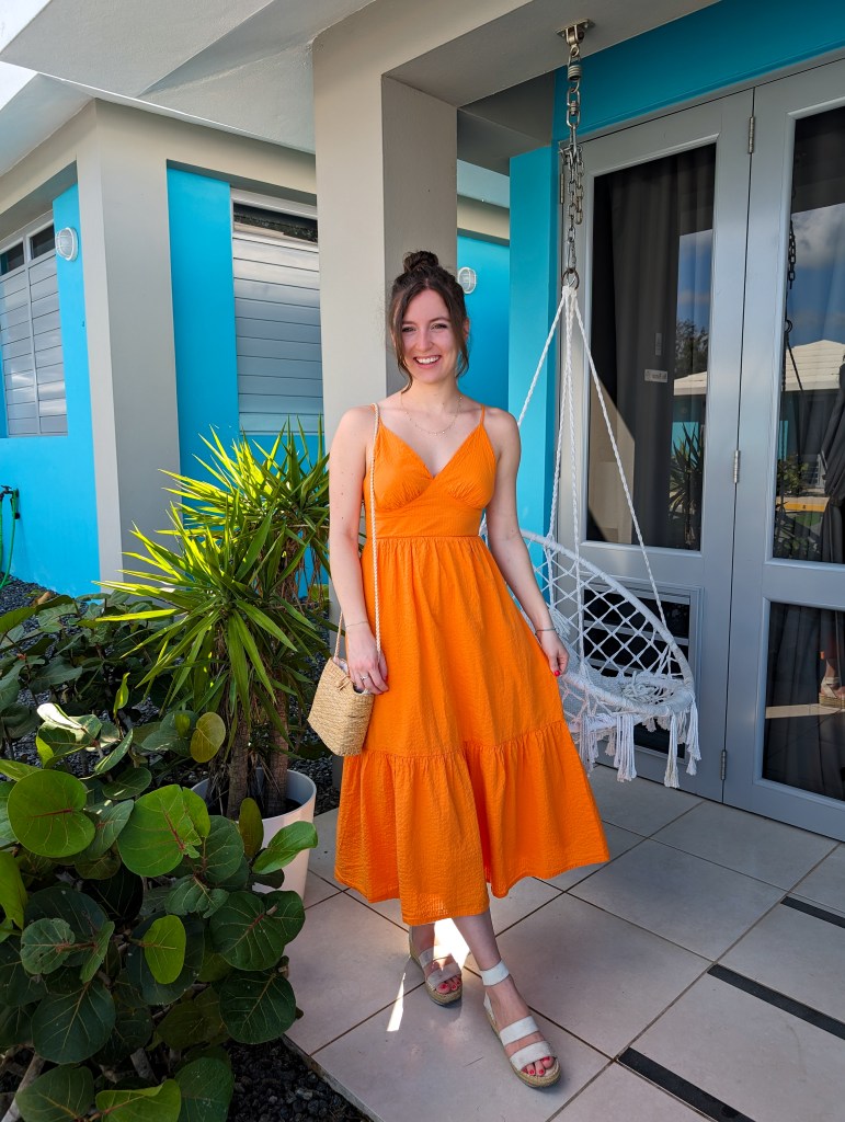 orange-dress-maxi-spring-break-outfit-vacation-style-tropical