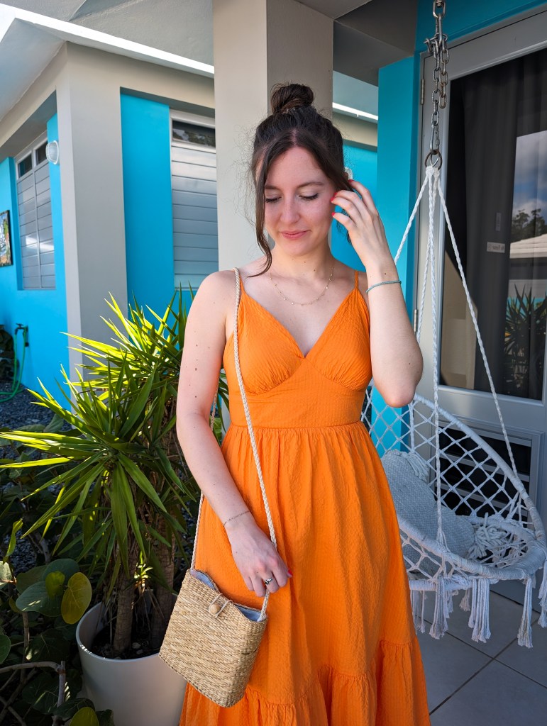 orange-dress-marshalls-puerto-rico-cabo-rojo-airbnb