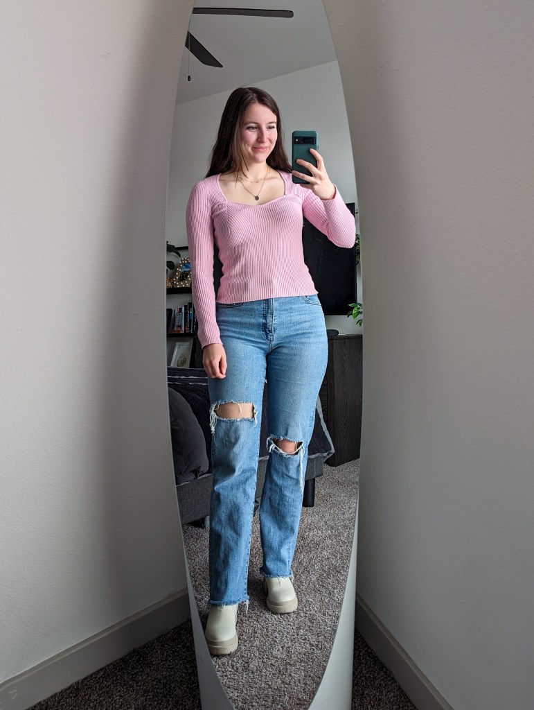 pink-ribbed-sweater-ripped-straight-leg-jeans-old-navy-express